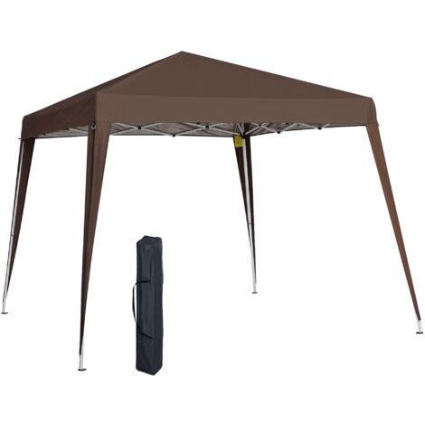 Tonnelle barnum pop-up pliante 2,4x2,4m, acier polyester chocolat sac transport