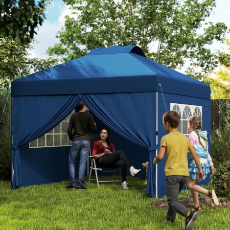 Tonnelle barnum pop-up pliante 3 x 3 hauteur réglable parois latérales aérations fenêtres sac de transport à roulettes