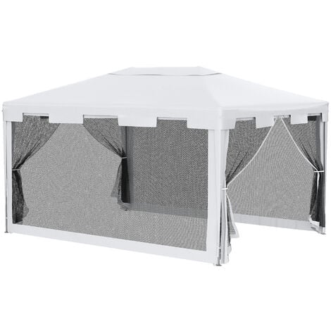Tonnelle barnum style colonial dim. 4L x 3l x 2,45H m 4 moustiquaires blanc et noir