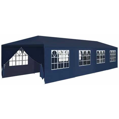Tonnelle Barnum Style Moderne - Pavillon de Jardin - Tente de réception - 3 x 12 m Bleu Chic-778014