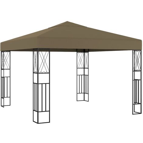 Tonnelle Barnum Style Moderne - Pavillon de Jardin - Tente de réception - 3x3 m Taupe Tissu Chic-307110