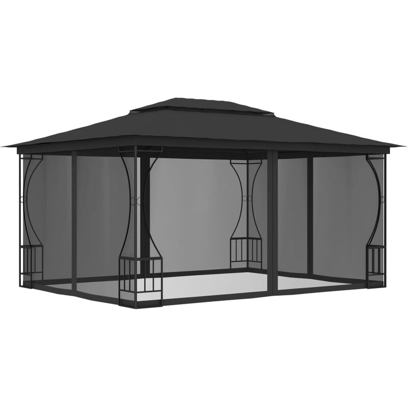 Maisonchic - Tonnelle Barnum Style Moderne - Pavillon de Jardin - Tente de réception - avec moustiquaire 300x400x265 cm Anthracite Chic-202146