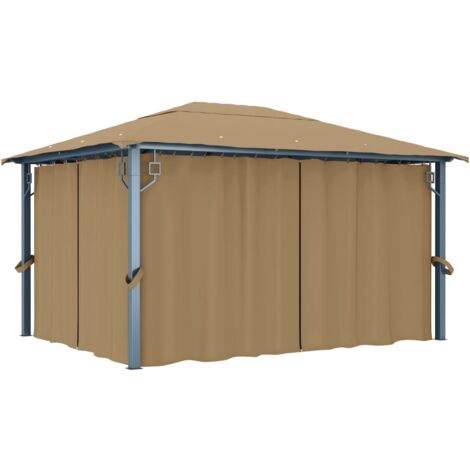 Tonnelle Barnum Style Moderne - Pavillon de Jardin - Tente de réception - avec rideau 400x300 cm Taupe Aluminium Chic-754348