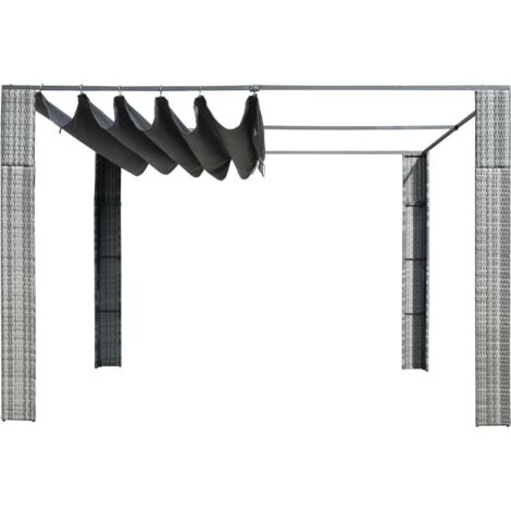 Tonnelle Barnum Style Moderne - Pavillon de Jardin - Tente de réception - Tente et toit Résine tressée 300x300x200cm Gris / anthracite Chic-679274