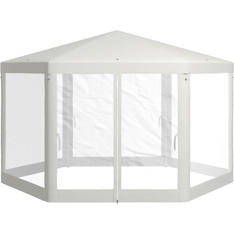 Tonnelle barnum tente de réception hexagonale 10 m² style cosy métal polyester imperméabilisé surface env. 10 m² crème - Crème