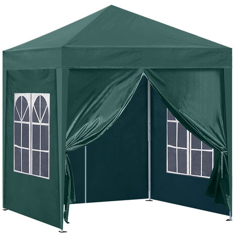 Tonnelle de jardin 2 x 2 m avec 4 panneaux latéraux amovibles, anti-UV, sac de transport, tente pop-up portable, tonnelle pour extérieur, jardin, événement, vert