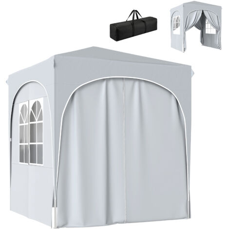 Tonnelle de jardin 2x2 m pop-up, tente pliable réglable en hauteur, protection UV50+, 4 panneaux latéraux, sac, gris clair