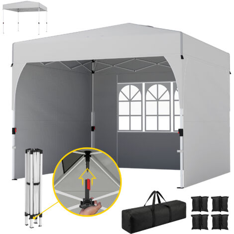 Tonnelle de jardin 3x3 m pop-up, abri pliant réglable en hauteur, anti-UV50+, 3 panneaux latéraux, crème