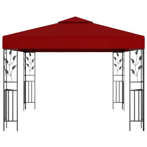 Tonnelle de jardin 3x3 m Rouge bordeaux CFW131878