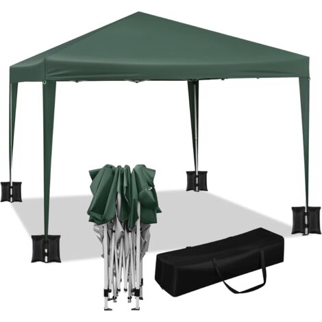 Tonnelle de Jardin 3x3m avec 4 Sacs de Sable WOLTU, Tente Pliante Auvent Pliable, Imperméable Protection du Soleil UV 50+ avec Sac de Transport Inclus, Hauteur Réglable, Vert