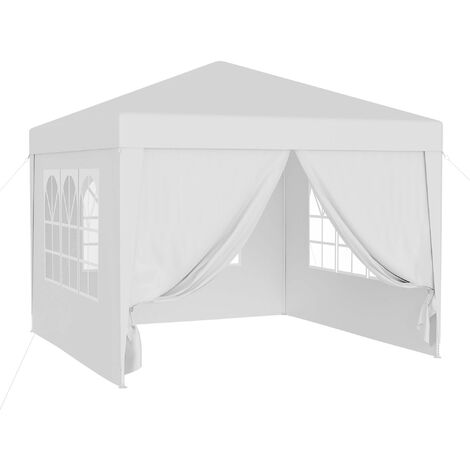 Tonnelle de jardin 3x3m Blanche avec panneaux latéraux amovibles Grandes fenêtres Tente Fête Camping