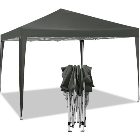 Tonnelle de Jardin 3x3m WOLTU, Tente Pliante, Protection du Soleil UV 50+, Facile à Installer Hauteur Réglable, Gris