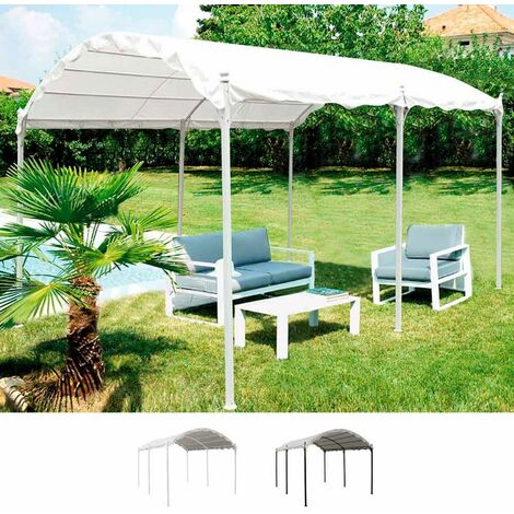 ELIOS PARASOLS Tonnelle de jardin 3x4 bar terrasse bar et abris voiture Onda Couleur: Blanc