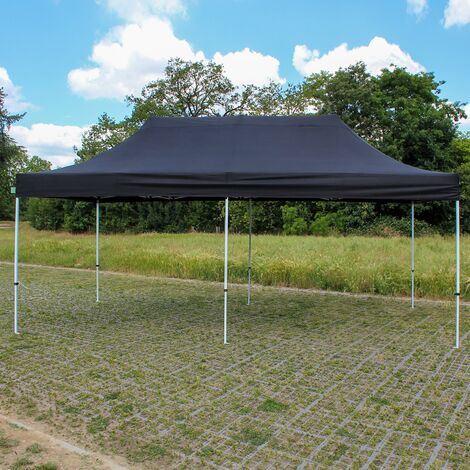 Tonnelle de Jardin 3x6m, Tente Pliante avec Tube 32mm en Acier + Bâche 220g/㎡ Enduit PVC Étanche & Anti-UV + Sac à roulettes & Kit d’Ancrage Inclus pour Camping, Festival, Plage