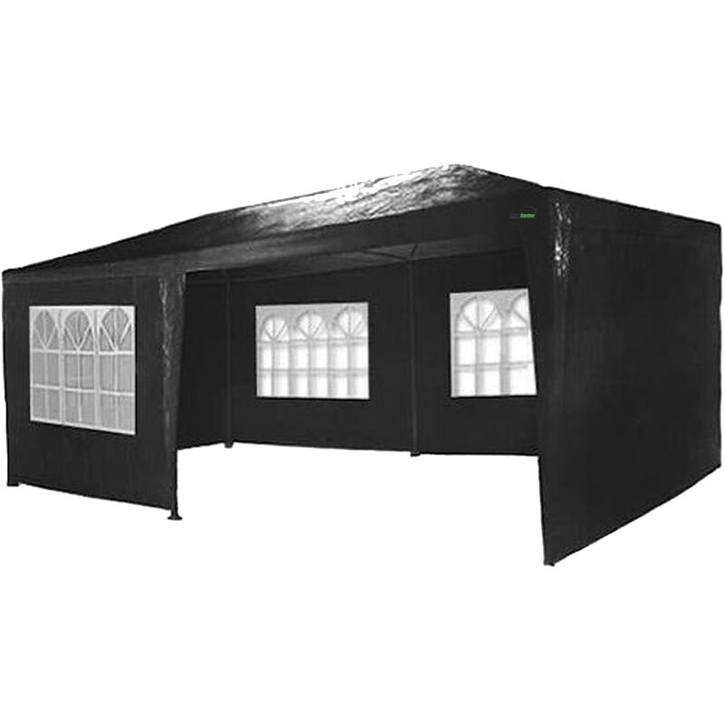 Tonnelle de Jardin 3x6 m - 18m² - Pavillon pliante - Avec Panneaux Latéraux - Tente de Jardin Rapide à Installer - Tente de Réception - Barnum - Noir