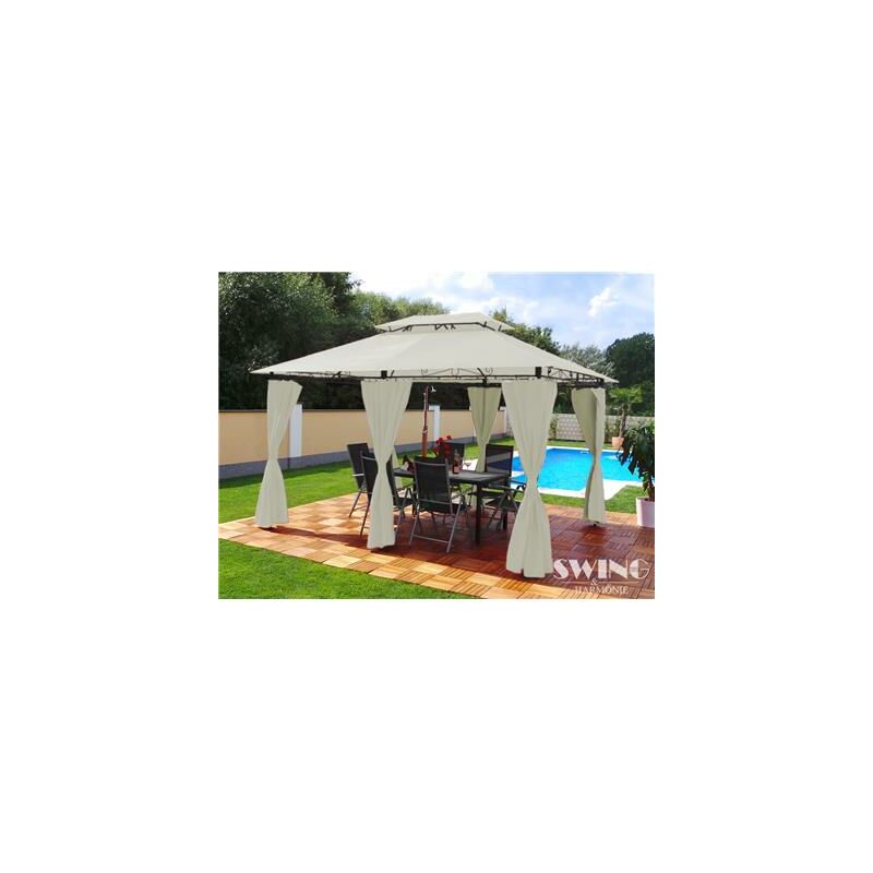 Swing&harmonie - Tonnelle de jardin à rideaux ® 3x4 écru