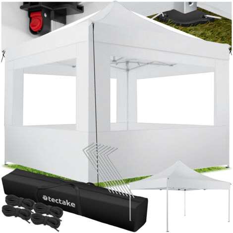 Tectake – Tonnelle de jardin pliable 3 x 3 m – Structure en aluminium étanche – 4 rideaux avec fenêtres – Protection UV 40+