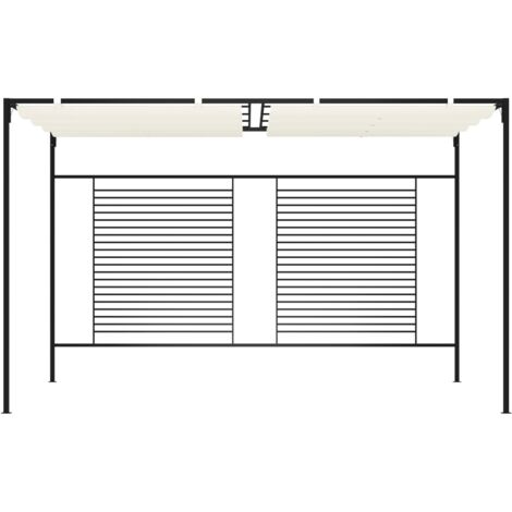 Tonnelle de jardin avec auvent rétractable 3x4x2,3 m Crème 180 g/m² CFW436937