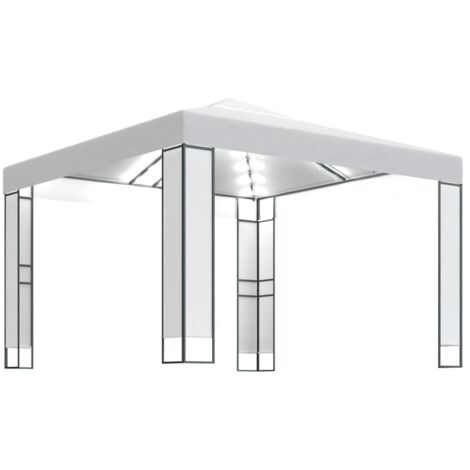 Tonnelle de jardin avec double toit et lumières LED 3x3 m Blanc CFW200157