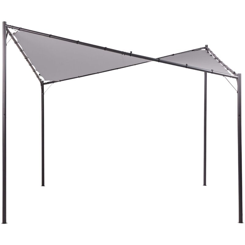 Tonnelle de jardin avec Structure en Acier 300 x 300 cm et Toile Gris Aventine