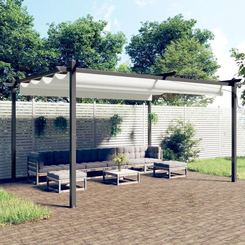 Vidaxl - Tonnelle de jardin avec toit rétractable 4x3 m Crème