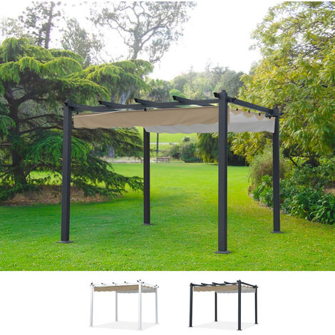 ELIOS PARASOLS Tonnelle de jardin carrée 3x3 en aluminium bar hôtel Firenze UV Couleur: Noir