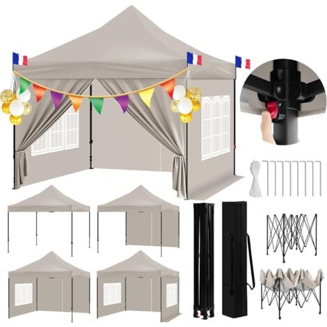 Tonnelle de Jardin Extérieur WOLTU, 3x3m, Tente de Réception Imperméable, Pergola, Barnum Pliant, Hauteur Réglable, Beige