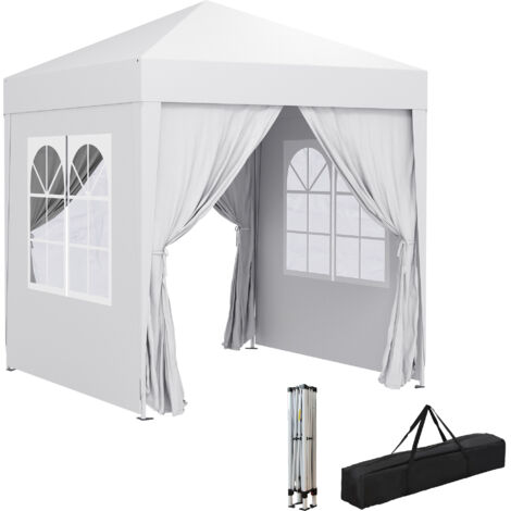 Tonnelle de jardin extérieure tonnelle pliante pop-up réglable en hauteur protection UV 2 x 2 m blanc