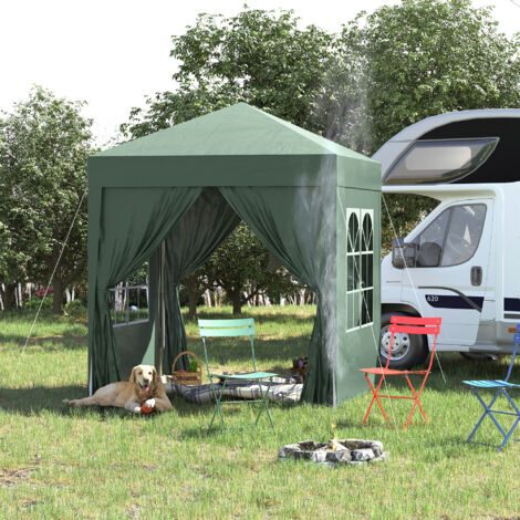 Tonnelle de jardin extérieure tonnelle pliante pop-up réglable en hauteur protection UV 2 x 2 m vert foncé