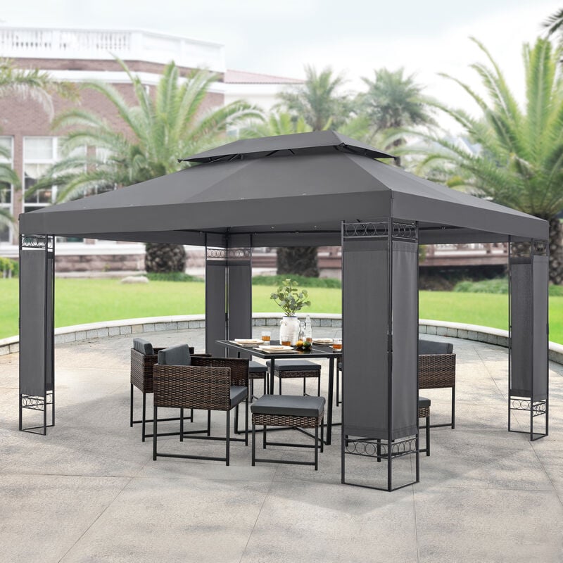 [en.casa] - Tonnelle de jardin Lanciano avec structure en acier 400 x 300 x 265 cm gris foncé