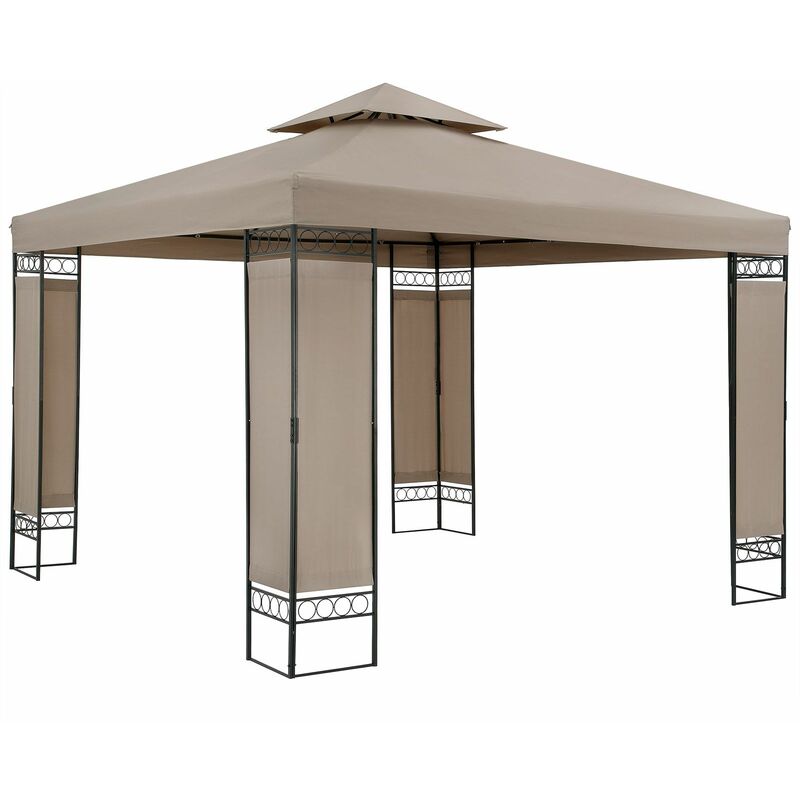 Tonnelle de jardin Lorca 3x3 m Tente de réception avec toile hydrofuge Pavillon pergola 2,60 m Mobilier extérieur Taupe