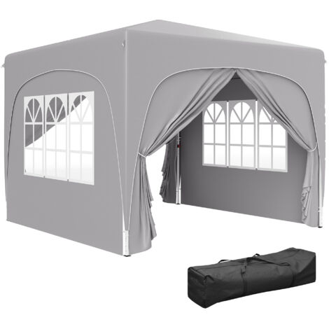 Tonnelle de jardin pliable 3x3 m avec hauteur réglable protection UPF50+ et housse gris clair