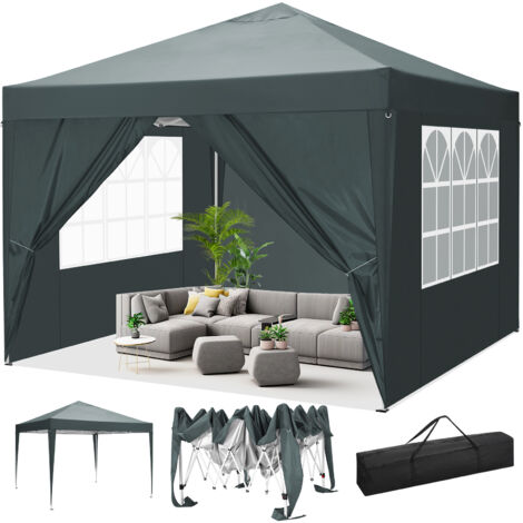 Tonnelle de jardin pliante 3x3m imperméable – Protection UV 50+ – Cadre en acier renforcé – 4 parois latérales amovibles – Montage rapide