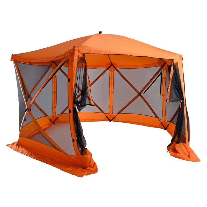 Tonnelle de jardin pliante + moustiquaire en polyester 3,6 x 3,12 m orange