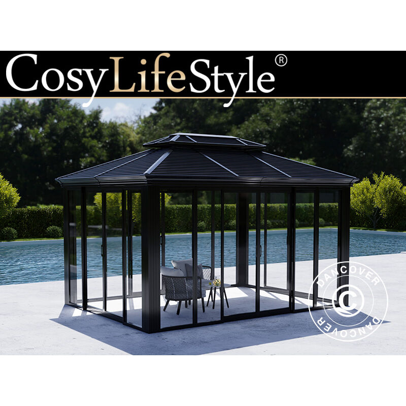 Dancover - Tonnelle de jardin San Bruno avec parois latérales, 3x4m, Noir
