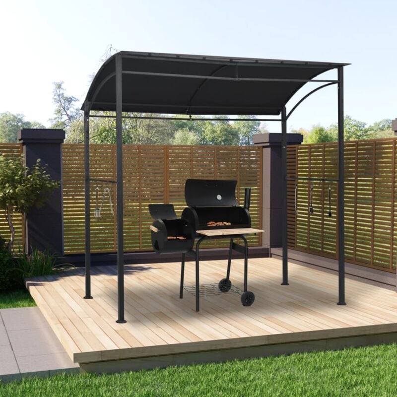 Design In - Tonnelle de Jardin Tente de réception - Rapide à Installer de barbecue 215x150x220 cm Anthracite Acier BV663408