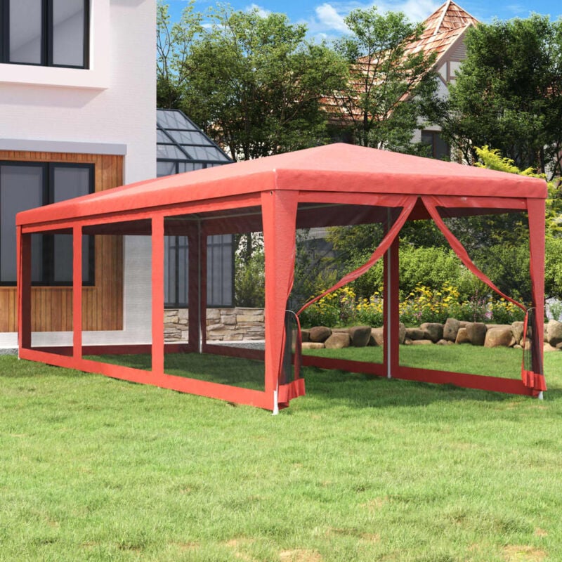 Maison Chic - Tonnelle de Jardin, Tente de Reception, Pavillon de jardin, Tente de fête avec 8 parois latérales en maille Rouge 3x9m pehd CON870738
