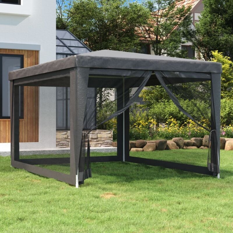 Maison Chic - Tonnelle de Jardin, Tente de Reception, Pavillon de jardin, Tente de fête avec 4 parois latérales en maille Anthracite 3x4m CON781349