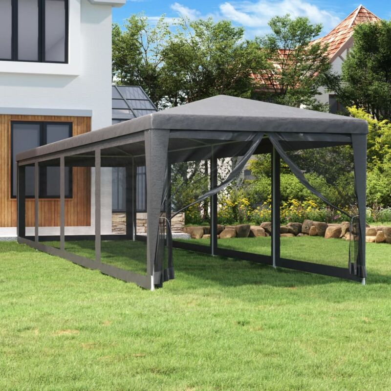Tonnelle de Jardin, Tente de Reception, Pavillon de jardin, Tente de fête et 10 parois latérales en maille Anthracite 3x12m CON785122 design in
