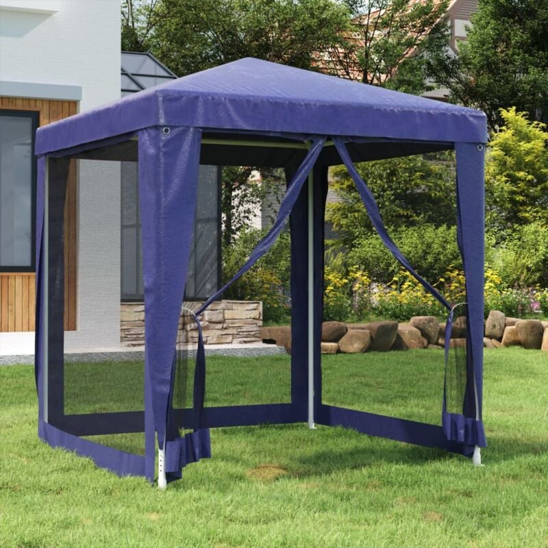 Tonnelle de Jardin, Tente de Reception, Pavillon de jardin, Tente de fête avec 4 parois latérales en maille Bleu 2x2 m PEHD CON894112 DESIGN IN