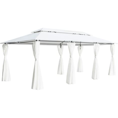 Tonnelle de Jardin Tente de réception - Rapide à Installer avec rideaux 600x298x270 cm Blanc 180 g/m² BV106225 - BonneVie