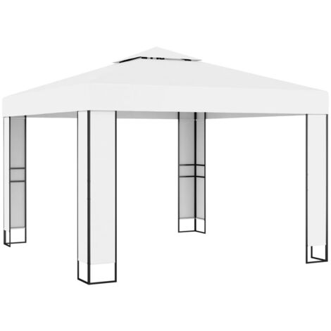 Tonnelle de Jardin Tente de réception - Rapide à Installer avec toit double 3x3 m Blanc BV886818 - BonneVie