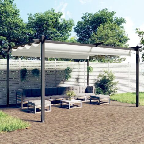 Tonnelle de Jardin Tente de réception - Rapide à Installer avec toit rétractable 4x3 m Crème BV465403 - BonneVie