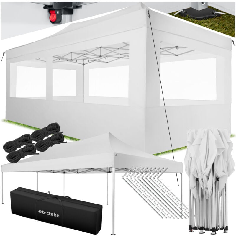 Tectake - Pavillon de jardin avec Cadre en aluminium 6 x 3 m, Pliable et réglable en hauteur
