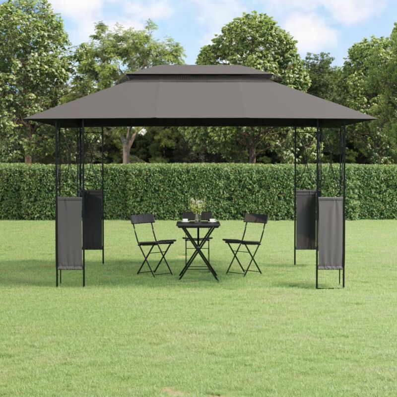 Tonnelle de jardin Tonnelle Barnum Belvédère avec toit anthracite 400x300x270 cm acier 84135