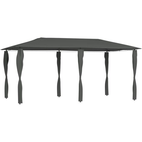 Tonnelle de jardin  Tonnelle Barnum Belvédère à revêtement de poteaux 3x6x2,6 m Anthracite 160 g/m² 74079