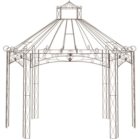 Tonnelle de jardin  Tonnelle Barnum Pavillon de jardin Marron antique 400x258x378 cm Fer 40479