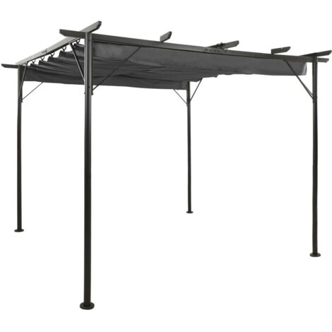 Tonnelle de jardin  Tonnelle Barnum Pergola avec toit rétractable Anthracite 3x3 m Acier 180 g/m² 39788