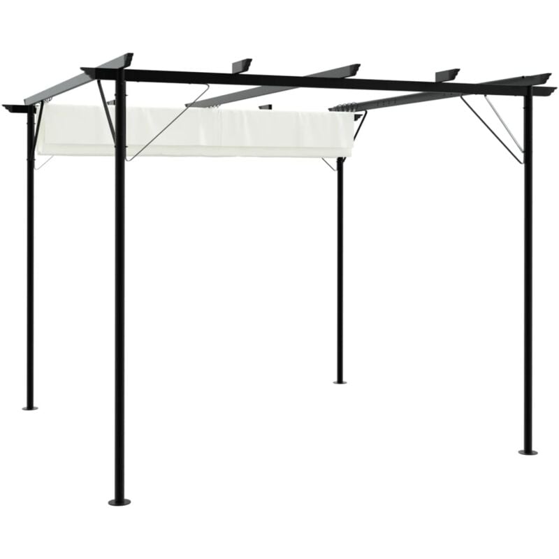 Inlife Pergola avec toit rétractable Blanc crème 3 x 3 m Acier