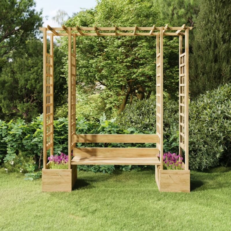 Tonnelle de jardin Tonnelle Barnum Pergola de jardin avec banc et jardinières Bois de pin imprégné 39288